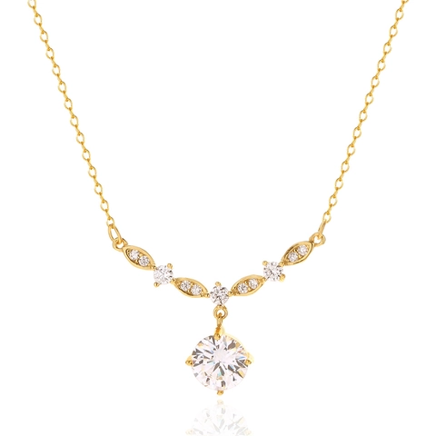 Collana In Argento Sterling 925 Per Donna Elegante Ciondolo A Forma Di V Con Zirconia Cubica Rotonda Gioielli Di Moda Di Lusso