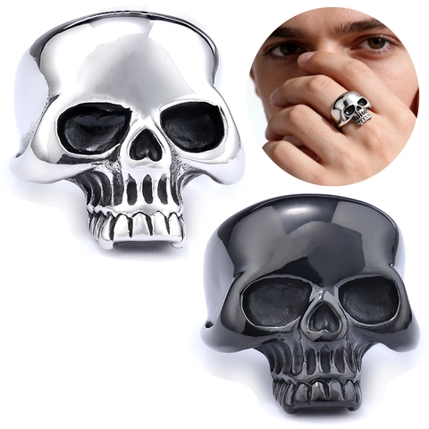 Anello Teschio Acciaio Inossidabile Punk Stile Gotico Retro Gioielli Scheletro Per Uomini E Donne Unisex Regalo Cool