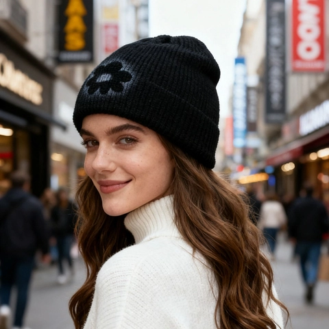 Γυναικείο Πλεκτό Σκουφάκι Street Style Σχέδιο Ηλιοτρόπιο Ζωγραφισμένο στο Χέρι Φθινόπωρο Χειμώνας Ζεστό