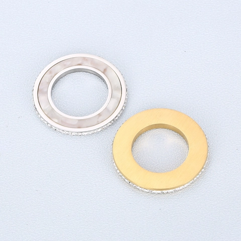 Colgante Redondo De Acero Inoxidable Con Nácar Y Diamantes De Imitación Para Accesorios De Joyería DIY