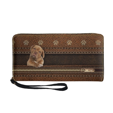 Cartera Larga Con Cremallera Para Mujer Estampado Animal Perezoso Cuero PU Bolso De Mano Con Correa De Muñeca