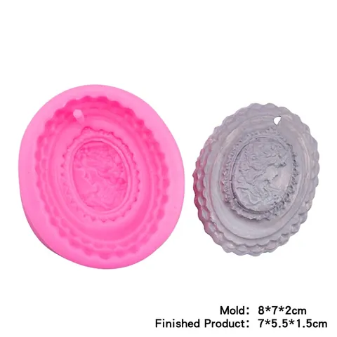 Cameo Girl Portrait Silicone Mold Oval Relief Template For DIY Fondant Cake Decorating Aromatherapy Plaster Car Pendant Craft