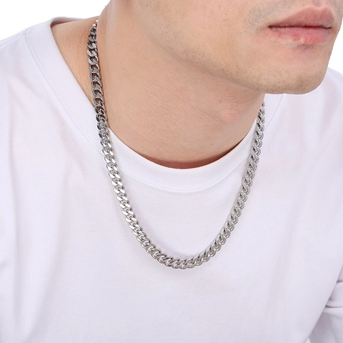 Cuban Link Chain Necklace Stainless Steel High Polished Long Lasting Color Hip Hop Punk Jewelry For Men Women