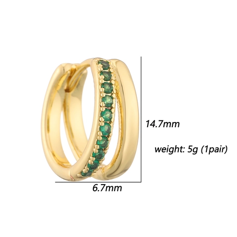 Elegant Copper Hoop Earrings With Colorful Cubic Zirconia Multi Row Design Fashion Light Luxury Jewelry For Women