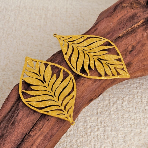 Hollow Out Leaf Pendants 304 Stainless Steel Hammered Texture Minimalist DIY Charms Jewelry Making Crafting Accessories