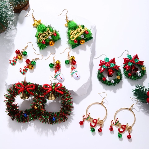 Weihnachts Ohrhänger Edelstahlstift Legierung Emaille Weihnachtsmann Elch Lebkuchenbaum Festlicher Damenschmuck