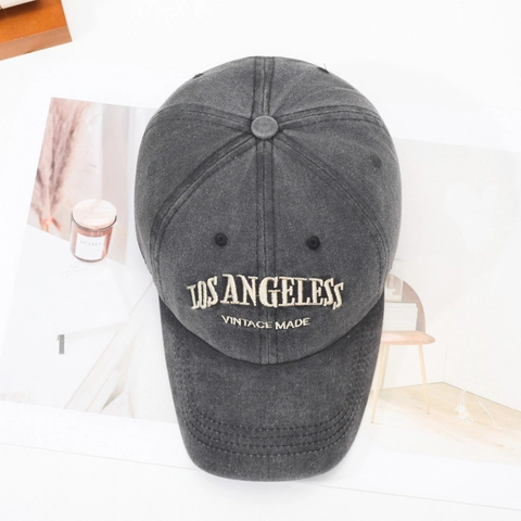 Washed Cotton Baseball Cap Vintage Distressed 3D Los Angeles Letter Embroidery Casual Sunshade Hat Adjustable