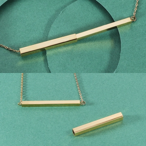 Collar Con Colgante De Columna Geométrica Minimalista De Acero Inoxidable Varilla Telescópica Retráctil Estructura Oculta Joyería