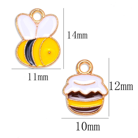 Cute Honeybee Honey Jar Alloy Enamel Charms For DIY Jewelry Making Bracelet Earring Keychain Accessories Cartoon Animal Style