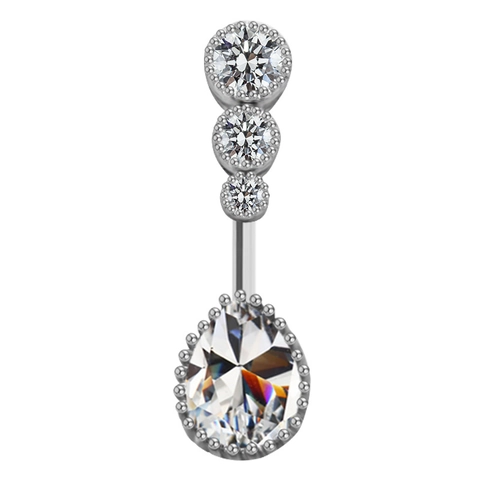 Heart Wing Dangle Belly Piercing Ring 316L Stainless Steel Copper Cubic Zirconia Navel Stud Body Jewelry For Women
