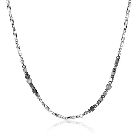 Collier Moderne En Acier Inoxydable Avec Perles Géométriques En Hématite Bijoux Minimalistes Industriels Pour Hommes Femmes