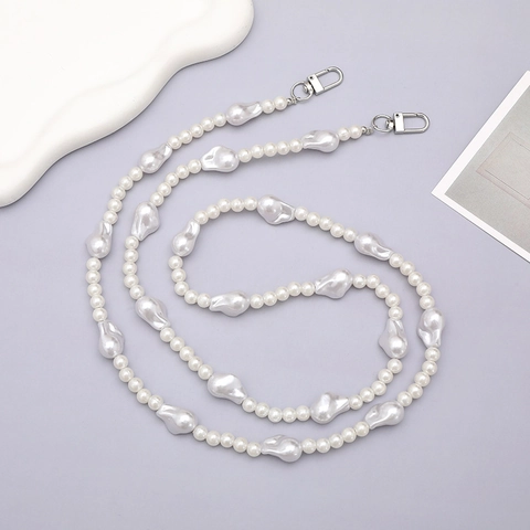 Elegant Artificial Pearl Beaded Crossbody Phone Lanyard With Rhinestone Spacers Alloy Lobster Clasp Fashion Bag Chain Strap For Women