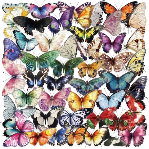 Paquete de Pegatinas de Mariposas Transparentes Elegantes Impermeable PET Calcomanías Decorativas para Diario Guitarra Laptop Scrapbooking DIY Suministros de Arte