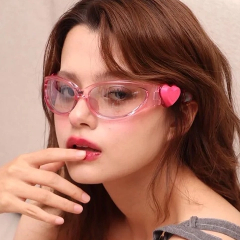 Heart Decor Cat Eye Sunglasses Retro Y2K Style Jelly Color PC Frame Fashion Eyewear For Women