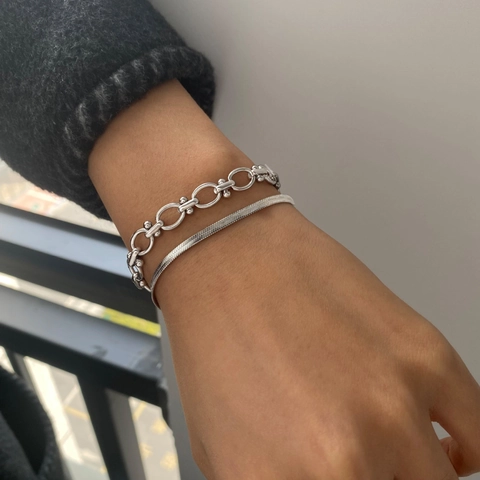 Gliederketten Armband Edelstahl Geometrisch Kugel Details Verstellbar Industriell Minimalistisch Schmuck Damen