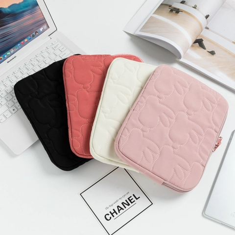 Cute Rabbit Pattern Padded Polyester Laptop Sleeve Bag Shockproof Lightweight Protective Case For Tablet Travel Office Unisex