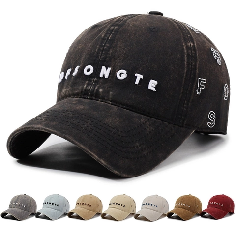 Casquette De Baseball En Coton Lavé Rétro Broderie Vintage Chapeau Soleil Réglable Hommes Femmes Plein Air