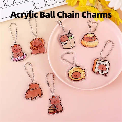 Portachiavi In Acrilico Capybara Cartone Animato Carino Ciondolo Per Borsa Animale Kawaii Con Catena A Sfere