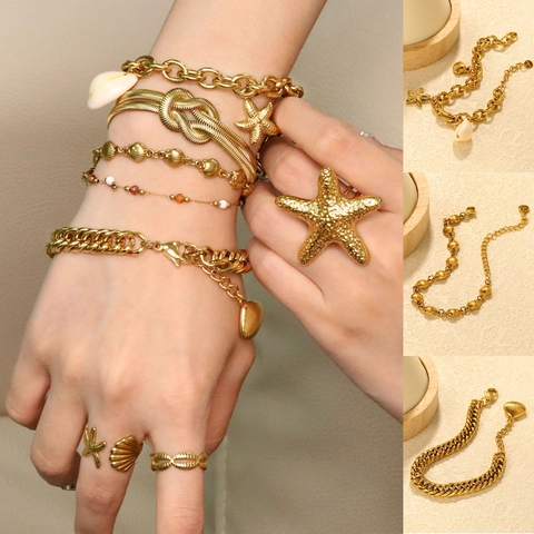 Oceaan Stijl Zeester Schelp Roestvrij Stalen Armband Ketting Zeeschelp Hanger 18K Vergulde Ketting Sieraden Voor Vrouwen