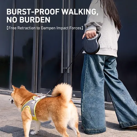 Retractable Pet Leash One Button Lock Braking Dog Leash Safety Walking Lead Ergonomic Handle ABS Material Black