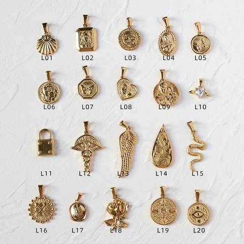 Collana Con Ciondolo In Acciaio Inossidabile Placcato Oro 18K Vintage Serpente Rosa Farfalla Cuore Moneta Ritratto Gioielli Per Donna