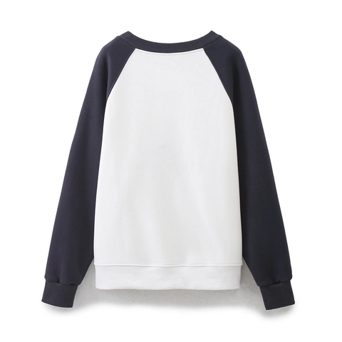 Felpa Da Donna Maniche Raglan Girocollo Blocchi Di Colore Ricamo NY Manhattan Foderata In Pile Top Streetwear Casual