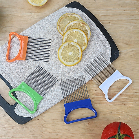 Onion Holder Slicer Aid Stainless Steel Vegetable Cutting Guide Meat Tenderizer Tool For Kitchen Hand Protector Ergonomic Handle