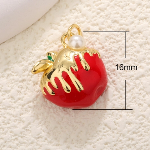 Ciondoli Frutta DIY Creazione Gioielli Smalto Ottone Placcato Oro Cartone Animato Fragola Ananas Avocado Per Orecchini Collana