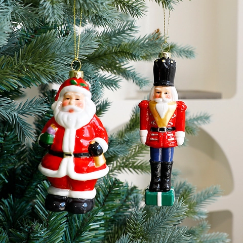 Christmas Tree Ornaments Pendants Plastic High Gloss Sports Santa Nutcracker Gingerbread Man Holiday Home Decor Novelty
