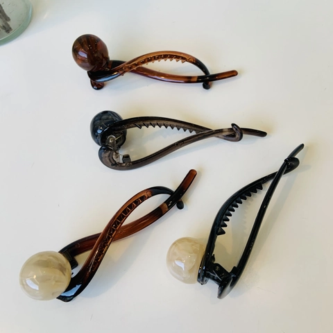 Retro Eleganter Haarclip Mit Runder Kugel Kunststoff Harz Haarschmuck Für Damen Mädchen Mode Haarstyling Tool
