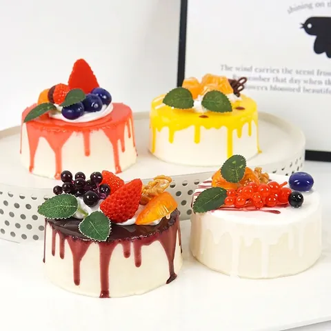 Simulation Round Mousse Cake PU Slow Rebound Stress Relief Squeeze Toy Artificial Fruit Food Decor Photography Prop