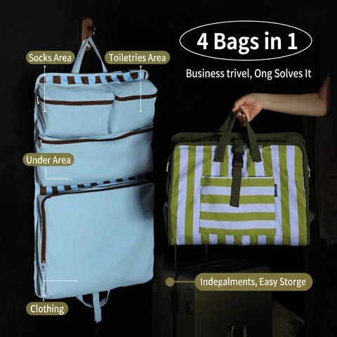 Gestreifte Reise Aufbewahrungstasche Wasserdicht Faltbar Hängend Organizer Für Kleidung Kosmetik Große Kapazität