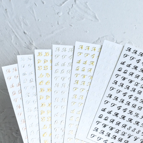 Nagelkunst Aufkleber 3D Selbstklebend Buchstaben Alphabet Symbole Laser Metallic Decals Ultradünn Wasserdicht DIY Maniküre