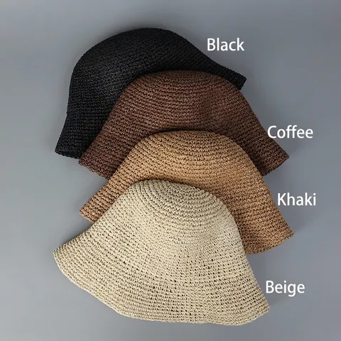 Chapeau Cloche En Paille Crocheté À La Main Protection Solaire Respirant Pliable Plage Été Chic Femmes