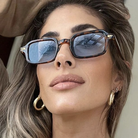 Retro Square Sunglasses Fashionable Rivet Design PC Frame AC Lens UV400 Protection Outdoor Travel Eyewear Women