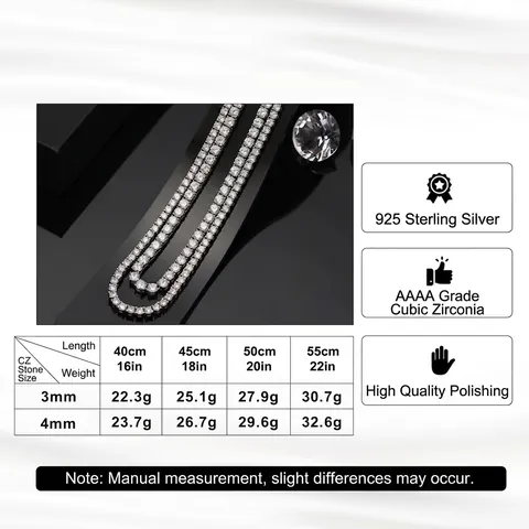 Collana Tennis in Argento Sterling S925 per Donna con Zirconia a Taglio Rotondo Choker Elegante Gioielli alla Moda per Matrimonio