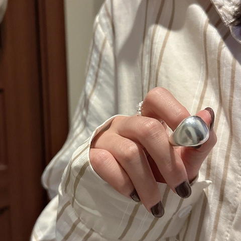 925 Sterlingsilber Ring Für Damen Minimalistisch Gewölbt Offen Verstellbar Retro Poliert Matt Fingerring Schmuck Geschenk