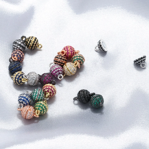 Runder Kugel Magnet Schmuckverschluss Verbinder Mit Mikropave Zirkonia Messing Für DIY Halskette Armband Herstellung