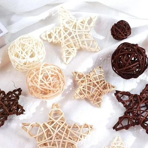 Ornamenti In Rattan Naturale Intrecciato Stella Cuore Palla Fatti A Mano Decorazione Rustica Casa Matrimonio Festa Accessori Foto
