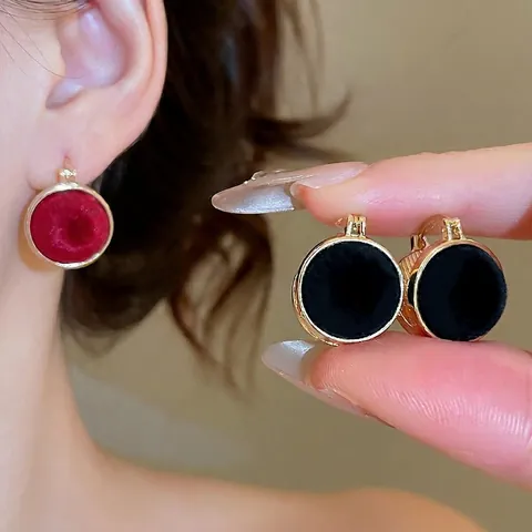 Pendientes De Aro Redondos Imitación Perla Artificial Terciopelo Flocado Retro Lujo Aleación S925 Plata Post De Pendiente Mujeres
