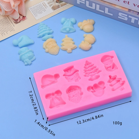 Weihnachts Silikonform Für DIY Backen Fondant Schokolade Weihnachtsmann Baum Schneemann Glocke Formen Rosa Flexibel