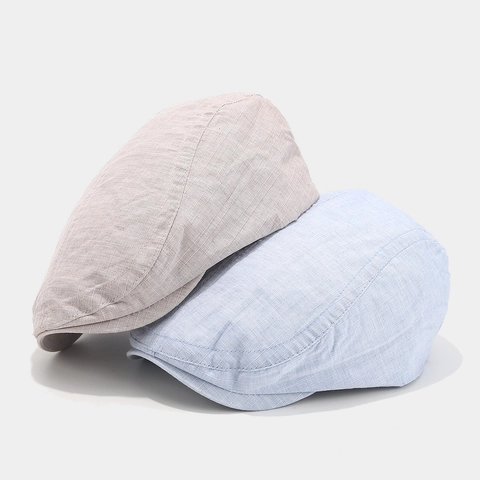 Gorra Plana Vintage de Algodón con Cuadros Finos Para Hombre Mujer Boina de Cuadros Ligera Transpirable Sombrero Parasol Verano Accesorio Casual Literario