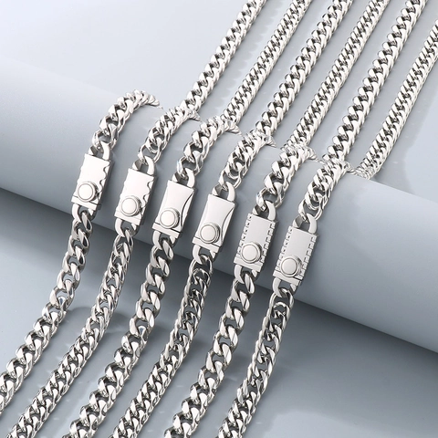 Collana E Bracciale A Catena Cubana In Acciaio Inossidabile Gioielli Hip Hop Lucidati Per Uomo Donna Moda Versatile