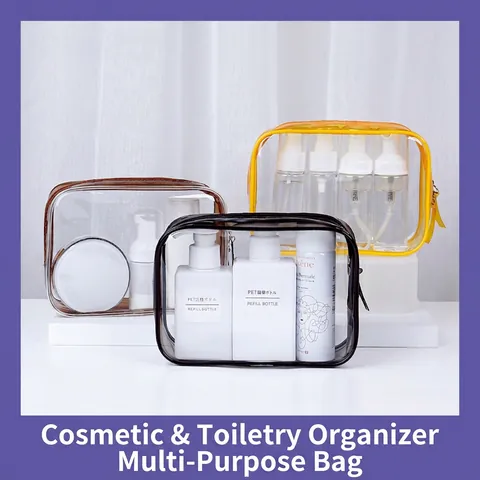 Borsa Da Trucco In PVC Trasparente Impermeabile Organizzatore Da Viaggio Toilette Cerniera Portatile Rettangolare