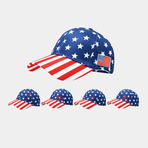 American Flag Baseball Cap Stars And Stripes Pattern Embroidered Lettering Adjustable Polyester Cotton Curved Brim Dad Hat