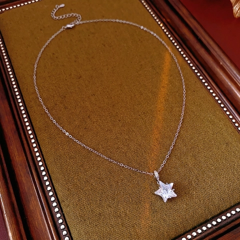 Collana Con Ciondolo A Stella Rame Zircone Catena Clavicicola Gioielli Squisiti Dolci Minimalisti Donna