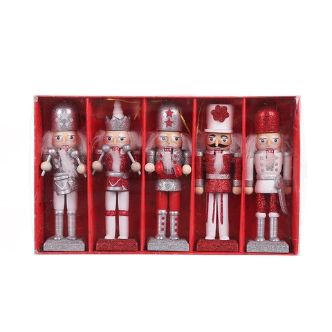Ornamenti Soldato Schiaccianoci Legno Glitter Decorazioni Da Appendere Figurine Scrivania Tradizionale Natale Arredamento