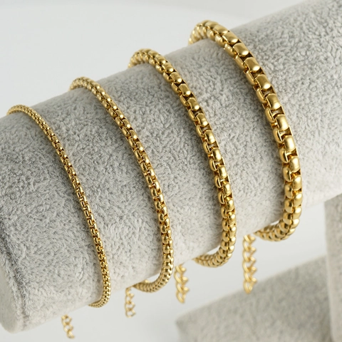 Edelstahl Box Chain Armband Venedig Kette Hip Hop Punk Vintage Schmuck Mit Hummerverschluss Für Damen Herren