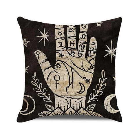 Halloween Kissenbezug Leinen Mystisch Okkult Gotisch Hexenhaft Kissenhülle Für Sofa Home Deko Gruselig Mysterium