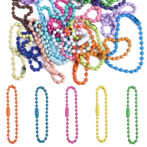 Cadenas De Bolas De Hierro Pintado Colorido Con Conectores Para Llaveros Etiquetas Bricolaje Suministros Joyería